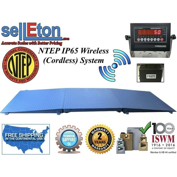 NTEP Floor scale 48" x 48" (4' x 4') Wireless Cordless 2 ramps 2000 lbs x .5 lb
