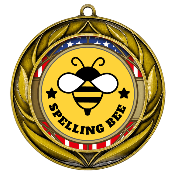 All Quality Wreath Design Spelling Bee Medal | Competition | High Quality Metal Medal - 1st, 2nd, 3rd Place - 3 Piece Set (1 Pack)