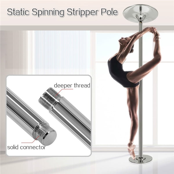SmileMart Portable Dance Pole Adjustable Static Spinning Stripper Pole  Exercise Fitness,Silver