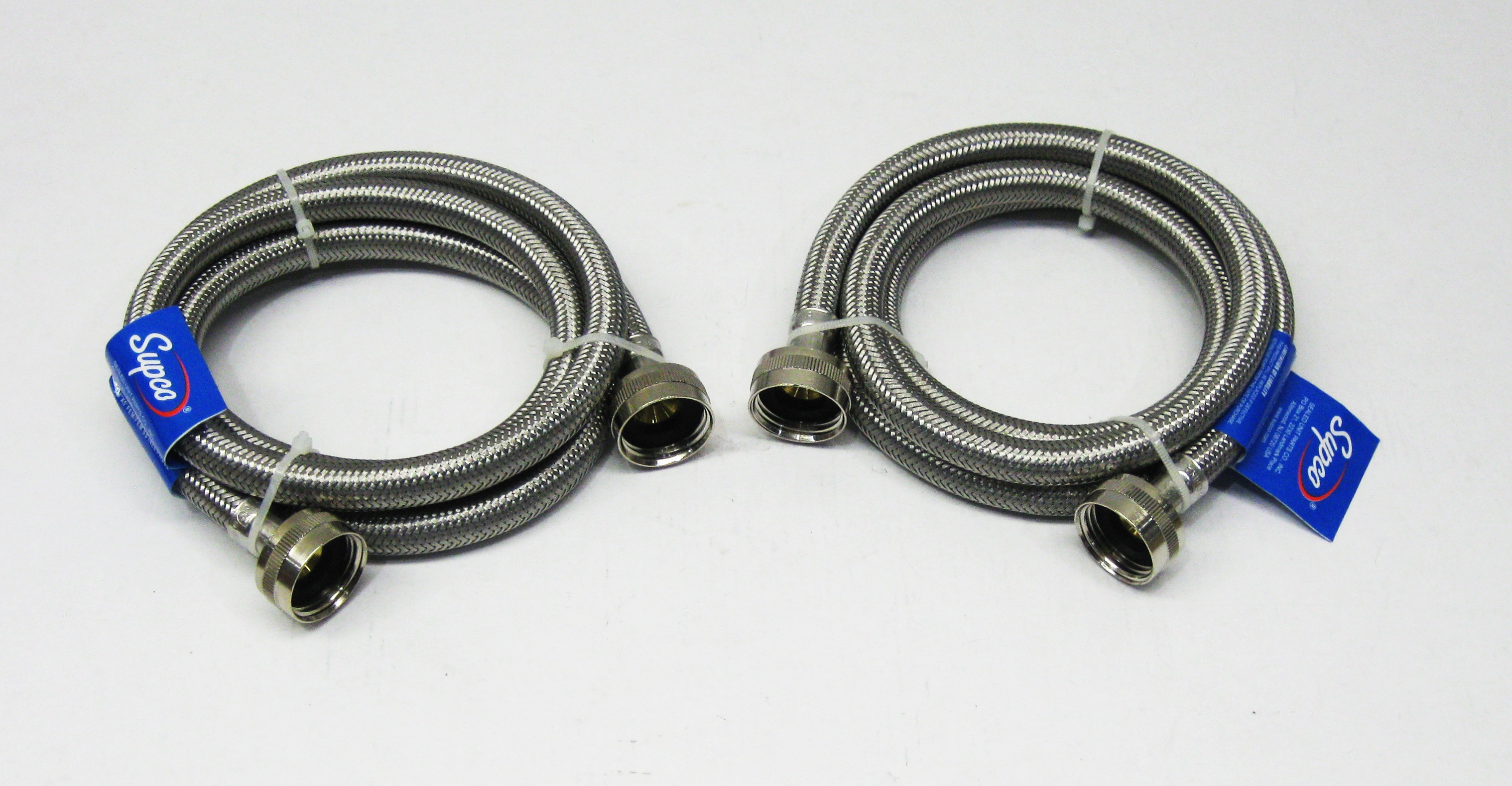 Supco ⅜" X 5' Stainless Steel Inlet Hose for Washers, Package of 2, 3805FFSS2