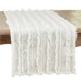 thumbnail image 1 of Saro Lifestyle Fringe Stripe Table Runner 16 x 72 in. White, 1 of 1