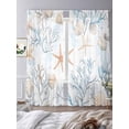 thumbnail image 3 of Beach Coastal Sheer Curtains 96 Inch Length 2 Panels Set, Nautical Summer Starfish Coral Sea Voile Window Treatment Semi Sheer Long Curtains Drapes for Bedroom/Living Room/Kitchen 52"x96"x2, 3 of 7