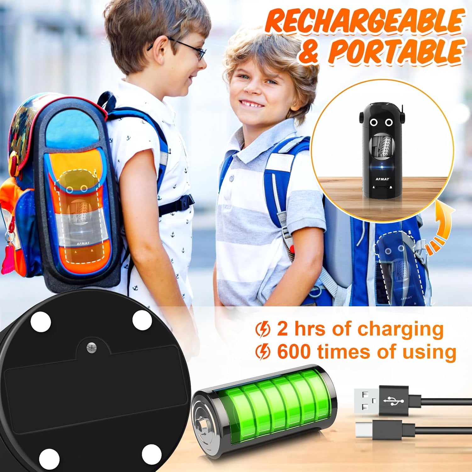 Electric Pencil Sharpener for Colored Pencils 7-11.5mm, Fully Automatic Robot Pencil Sharpener, Auto in & Out, Rechargeable Hands-Free for Classroom/Home/Office, Battery Operated, PSX5RB, Black