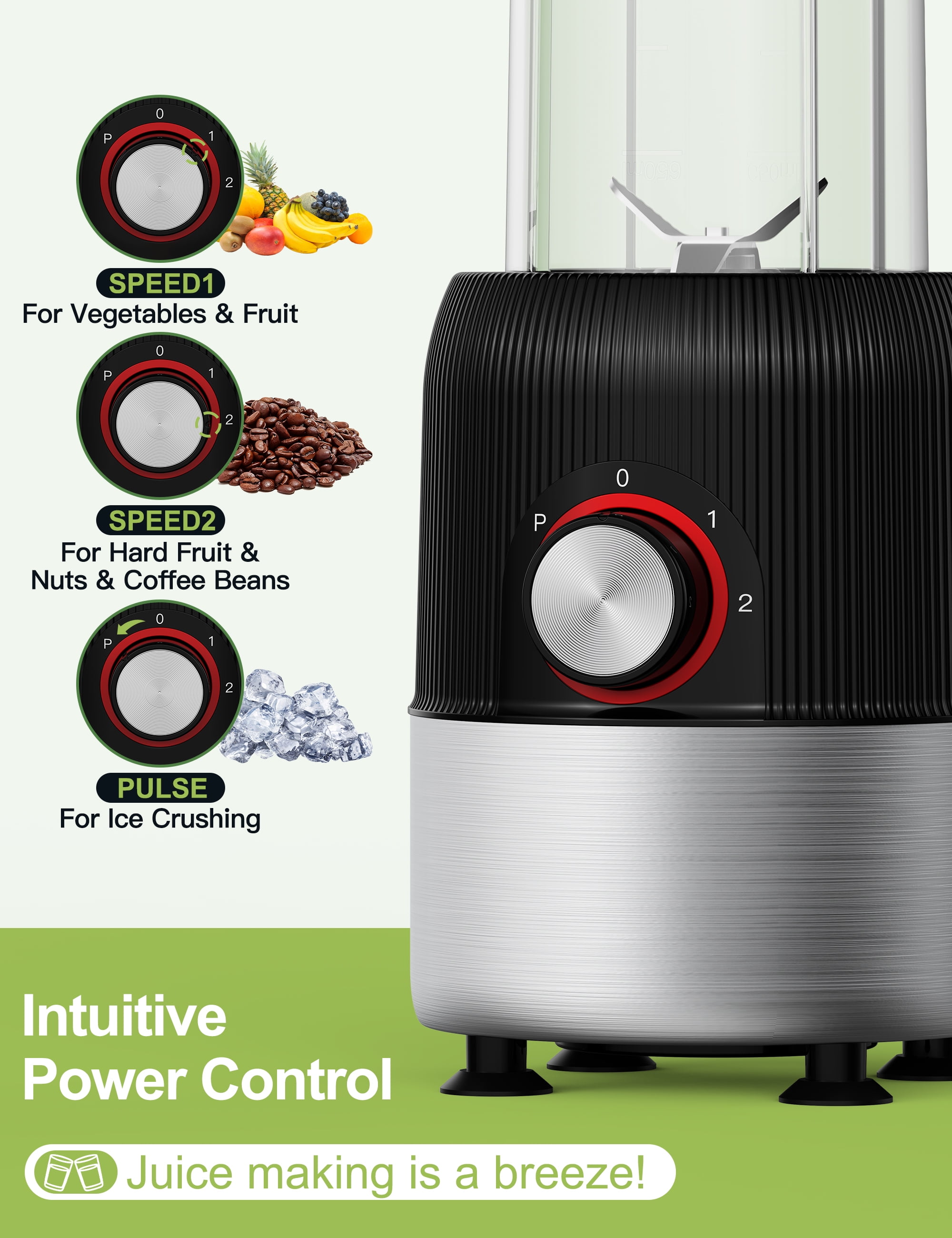 Suodoka 2-in-1 Multipurpose Blenders for Smoothies with 22oz No-BPA Portable Bottle, Coffee/Spices Jar Bottle for Grinder, New