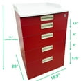 thumbnail image 2 of 4-Drawer Mobile Dental Storage Cabinet Stainless Steel Storage Cart with 2 ABS Trays Red, 2 of 6