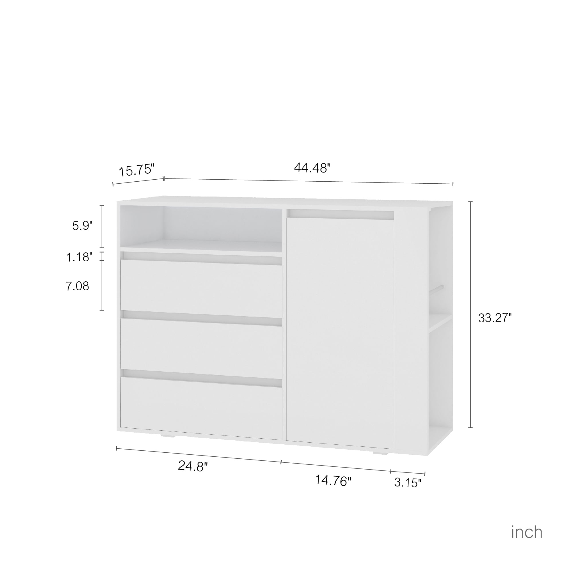 Kadyn Storage Cabinets with LEDs, 3 Drawer Sofa Side Cabinet, Chest of Drawers with Door, White Kadyn Storage Cabinets with LEDs, 3 Drawer Sofa Side Cabinet, Chest of Drawers with Door, White