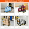 thumbnail image 6 of Flatbed Cart, 660lbs Heavy Duty Capacity Platform Hand Truck 360 Degree Swivel Wheels Foldable Push Hand Cart for Loading and Storage, Warehouse, Yellow, 6 of 10