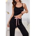 thumbnail image 4 of Contrast Trim Cropped Cami and Pants Loungewear Set, 4 of 5