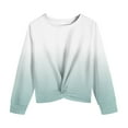 thumbnail image 6 of Girls Casual Twist Front Lightweight Sweatshirt Tie Dye Printed Long Sleeve Crop Tops Pullover Blouse Green 9-10 Years, 6 of 7