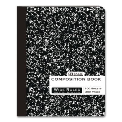 Bazic Products 508 Composition Books, 1 Subject, Wide/legal Rule, Black Marble Cover, (100) 9.75 X 7.5 Sheets