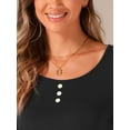 thumbnail image 5 of DARING DIVA Women's Scoop Neck Button Ruched Drawstring Tops XL Black, 5 of 6