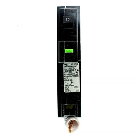 Square D HOM120AFI ArcFault Circuit Breaker, 20-Amp, 1-Pole, 120-Volt