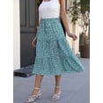 thumbnail image 5 of jinghuiyue Womens Boho Floral Midi Skirt Elastic High Waist A Line Flowy Swing Casual Beach Skirts XL, 5 of 7