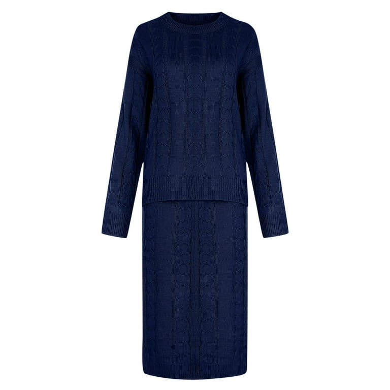 Drindf Women's Cable Knit Sweater Dress Set, Slim Fitting 2 Piece Crewneck Tops and Pencil Midi Skirt - Walmart.com Drindf Women's Cable Knit Sweater Dress Set, Slim Fitting 2 Piece Crewneck Tops and Pencil Midi Skirt - Walmart.com