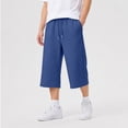 thumbnail image 5 of WDDDD Men‘s Baggy Sweat Shorts 3/4 Length Below Knee Drawstring Casual Y2K Athletic Pants Blue L, 5 of 6