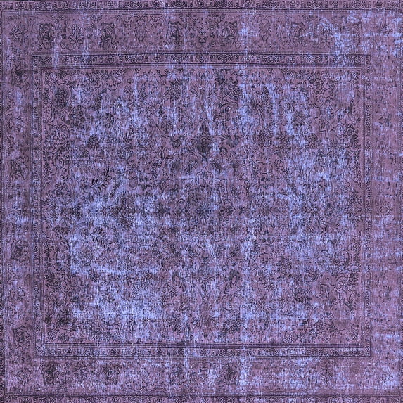 Ahgly Company Machine Washable Indoor Square Oriental Blue Industrial Area Rugs, 4' Square