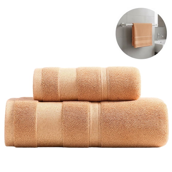 2-Piece Set Unisex Cotton Thick Bath Towel Set, Soft Skin-Friendly Towel, Orange Towel