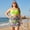 Neon Striped, variant on Women's High Waisted Swim Bottoms with Pockets Bathing Suits Drawstring Skirted with Built-in Panty