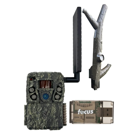 Browning Trail Camera - Defender Wireless Vision Pro HD AI 46MP Bundle with Long Range Cellular Antenna and Card Reader (3 Items)