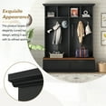thumbnail image 4 of Youmumeub Entryway Organizer & Hall Tree with Coat Rack, 76" Tall Mudroom Furniture with Wood Bench, 2 Drawers & Cubbies, Black & Walnut MDF for Hallway, 4 of 18