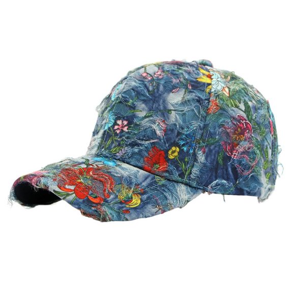 Ethnic Style Personalized Print Hat Women's Hard Top Baseball Cap Outdoor Sun Protection Sun Hat Flower Vintage Duckbill Cap