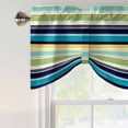 thumbnail image 4 of Blue Yellow Green Striped Tie Up Valance Curtains for Windows, Kitchen Curtains Window Treatments, Farmhouse Vintage Stripe Short Window Shades Valances for Bedroom Bathroom Cafe 42"x18", 4 of 8