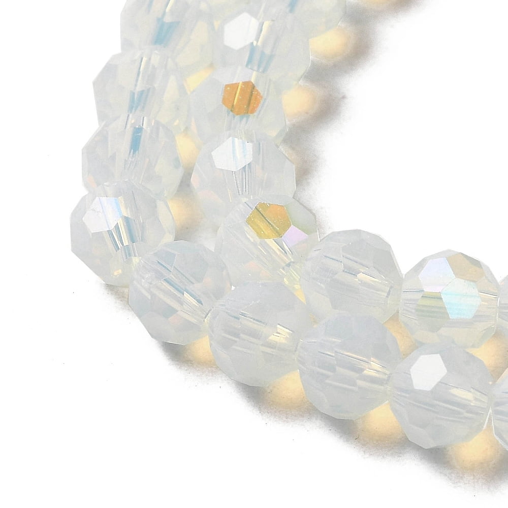 Imitation Jade Glass Beads Strands Faceted Round WhiteSmoke 6x5.5mm Hole: 0.9mm 94~97pcs/strand 21.06~21.18''(53.5~53.8cm)