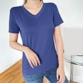 thumbnail image 5 of ZyeKqe Womens Pajamas Tops Short Sleeve Shirts Casual V Neck T Shirts Loose Fitted Pjs Top Loungewear, 5 of 6