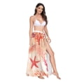 thumbnail image 2 of FORMRS Womens Long Sarong Beach Wrap Semi-Sheer Bikini Skirt Bathing Swimsuit Cover Up, Red Starfish, 2 of 7
