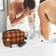 thumbnail image 5 of Goofa Fall Buffalo Plaid Printed Toiletry Bag with Handle,Large Capacity Travel Makeup Cosmetic Bag for Women, Carry on Airport Airline Compliant Bag, 5 of 9