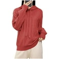 thumbnail image 1 of ShomPort Casual Sweaters for Womens Drawstring Long Sleeve Hooded Textured Tops Lightweight Going Out Solid Color Cozy Soft Blouses, 1 of 6