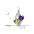 thumbnail image 3 of Auriga Fine Jewelry 925 Sterling Silver Rhodium-plated Amethyst & Peridot Diamond Pendant for Women (L -19mm, W -11mm), 3 of 6