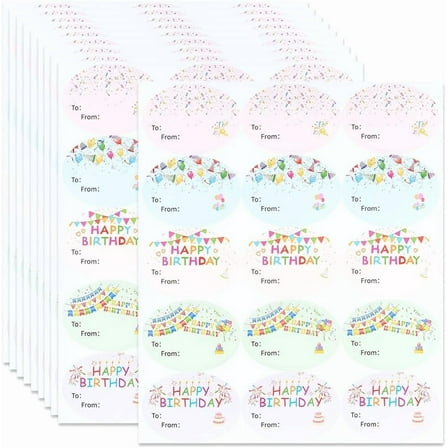 Colorful 10 Sheets 150Pcs Happy Birthday Name Stickers Gift Tag Stickers to from Oval 1.97 x 1.38 Inch Colorful Present Self Adhesive Paper Labels for Birthday Party Favors Presents Gifts DIY Decor