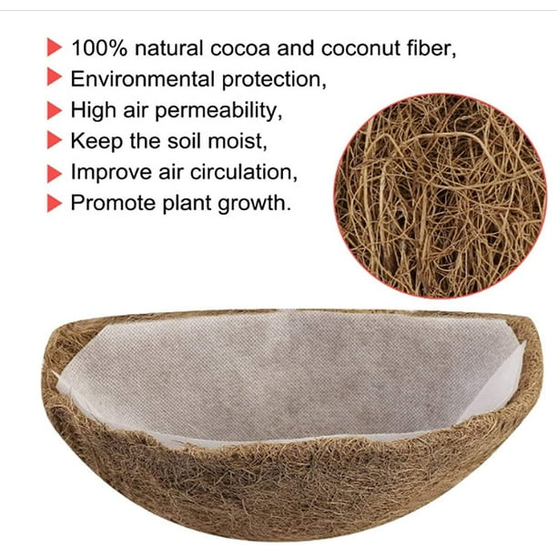 Hanging Basket Coco Liner, Outdoor Planter Liners Round Coconut
