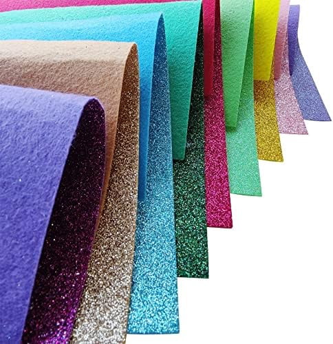 Glitter Felt, Glitter Sheets, 8 x12 inches Felt Glitter for Craft, 20pcs Pack Glitter Felt Fabric Square for for Party Project$$Art & Craft