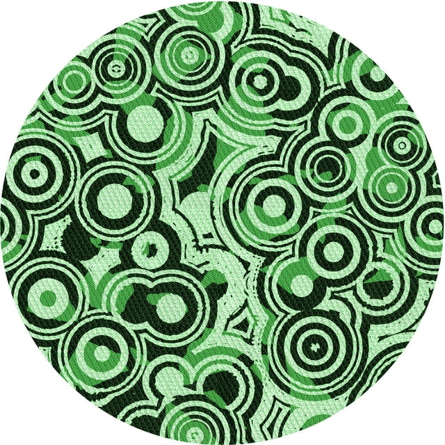 Ahgly Company Machine Washable Indoor Round Transitional Deep Emerald Green Area Rugs, 3' Round
