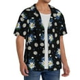 thumbnail image 2 of Susaid Daisies Flowers Print Men's Polo Shirts Button Down Short Sleeve Casual Summer Beach Vintage Shirts for Men-X-Large, 2 of 5