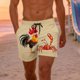 thumbnail image 5 of Ceisia Men's Khaki Cartoon Rooster & Crab Print Beach Shorts 4-Way Stretch Drawstring Swim Trunks Gifts, 5 of 8
