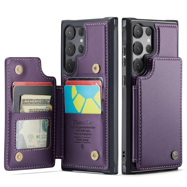Funda para Samsung Galaxy S25 Ultra con tarjetero, tipo billetera para hombre y mujer con bloqueo RFID, de cuero resistente, con soporte, cierre magnético y a prueba de golpes