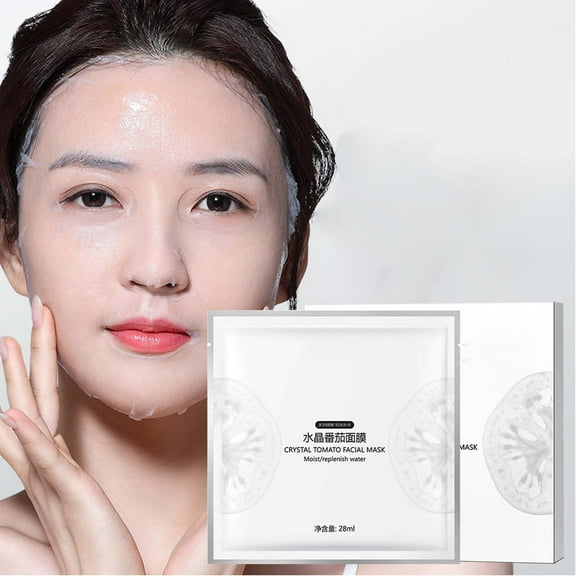 HYLLai Crystal Tomato Brightening Mask - 120ml Antioxidant Facial Treatment with Licorice Extract for Uneven Skin Tone, 5-Pack Hydrating Sheet Masks
