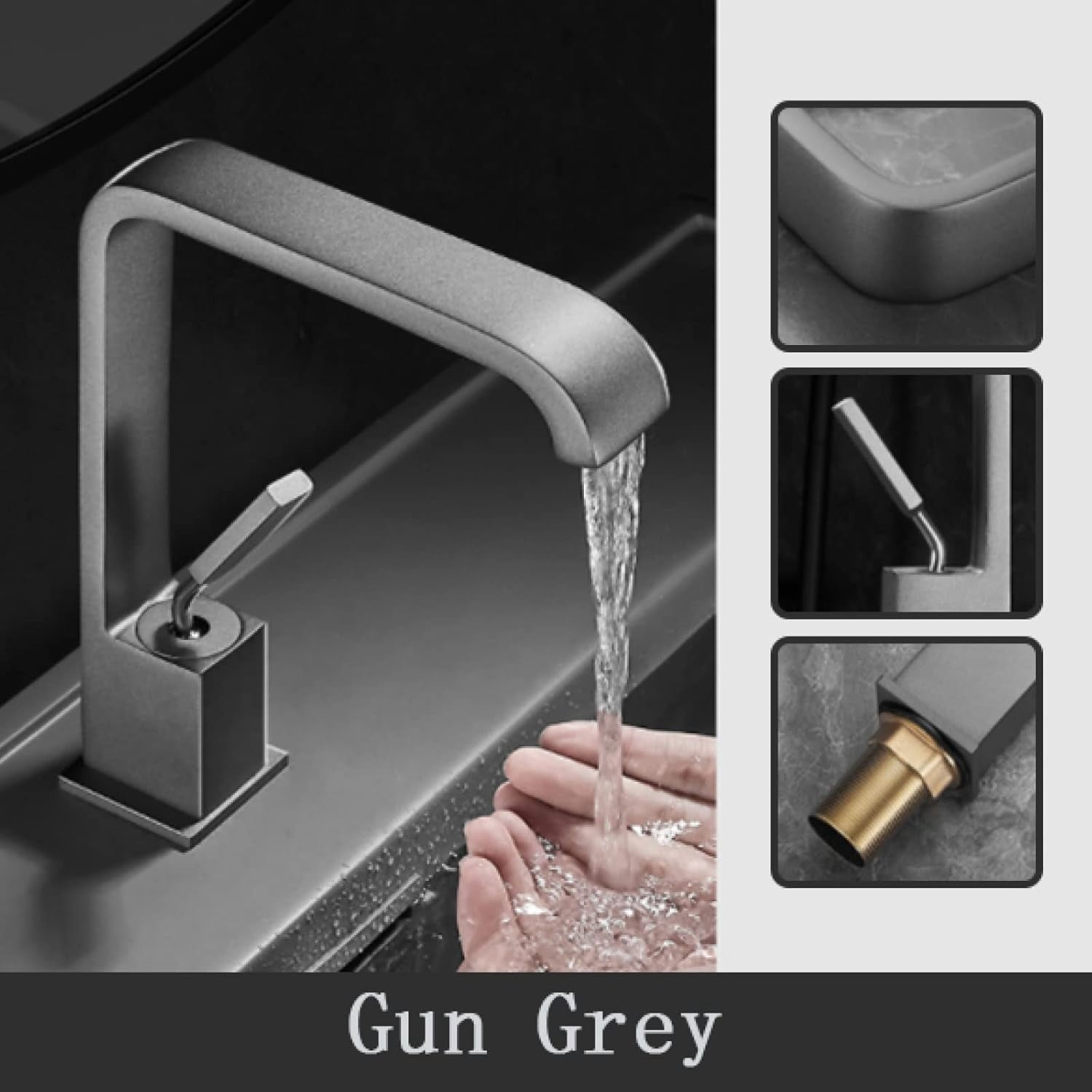 Basin Faucet Waterfall, Brass Bathroom Vanity Faucet, Hot and Cold Water Mixer Tap, Single Handle Waterfall Bathroom Sink Faucets, White