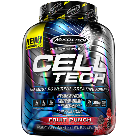 Cell Tech Creatine Monohydrate Formula Powder, HPLC-Certified, Improved Muscle Growth & Recovery, Fruit Punch, 56 Servings (5.95lbs)