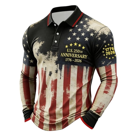 WERYOUNG Patriotic Long Sleeve Button Down Shirts For Man Independence Day Celebration Shirt Casual Stars And Stripes Shirts Versatile Top L