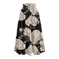 thumbnail image 4 of WTOBBY Summer Floral Pleated Maxi Skirt Women's Drawstring High Waist Long Skirt Lightweight Beach Vacation Skirt Tiered Flowy Boho Skirt with Elastic Waist ,Black L, 4 of 4