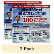 (2 pack) NeilMed Sinus Rinse Premixed Saline Packets – 100 Count, pH Balanced, Preservative-Free