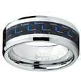 thumbnail image 3 of Metal Masters 8mm Mens Tungsten Carbide Ring Black Blue Carbon Fiber Inaly, 3 of 6
