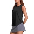 thumbnail image 2 of Stichou Women's Workout Tank Tops Lightweight Yoga Tanks Quick Dry Sleeveless Gym Shirts with Side Slits Loose Fit Athletic Top Black S, 2 of 3