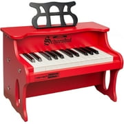 Schoenhut Tabletop Digital Piano - 25 Key Digital Kids Piano Keyboard with Music Stand - Red Learn to Play Piano Develop Brain Memory - Grand Piano for Kids and Toddlers - Ideal Baby Grand Piano Gift