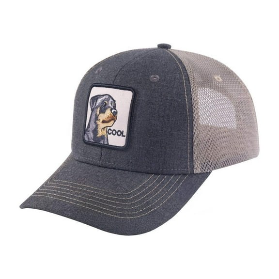Unisex Embroidered The Cool Dog, 6-Panel Trucker Hat, Dark Grey/Khaki, Adjustable Fit