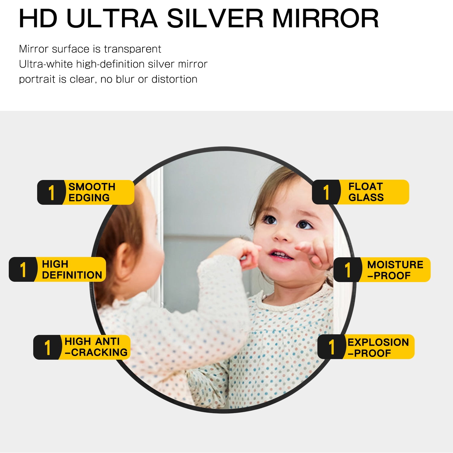36" Black Round Wall Mirror Modern Accent Mirror Wall Decor Circle Mirror Aluminum Alloy Frame Bathroom Wall Mounted Mirror
